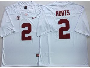 NCAA Alabama Crimson Tide #2 Jalen Hurts White College Football Jersey