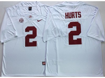 NCAA Alabama Crimson Tide #2 Jalen Hurts White College Football Jersey