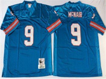 Houston oilers #9 Steve McNair Throwback Light Blue Jersey