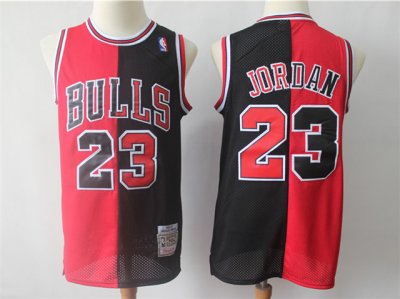 Chicago Bulls #23 Michael Jordan 1996-97 Red Black Split Hardwood Classics Jersey