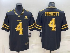 Dallas Cowboys #4 Dak Prescott Black Gold Vapor Limited Jersey