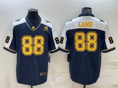 Dallas Cowboys #88 CeeDee Lamb Thanksgiving Navy Gold Vapor Limited Jersey