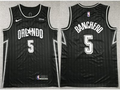 Orlando Magic #5 Paolo Banchero 2023-24 Black City Edition Swingman Jersey