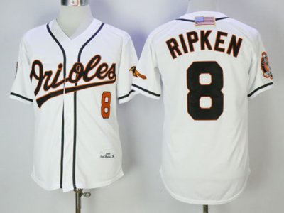 Baltimore Orioles #8 Cal Ripken Jr 2001 Throwback White Jersey