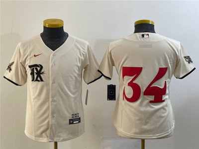 Youth Texas Rangers #34 Nolan Ryan Cream 2023 City Connect Jersey