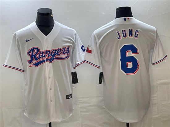 Texas Rangers #6 Josh Jung White Cool Base Jersey