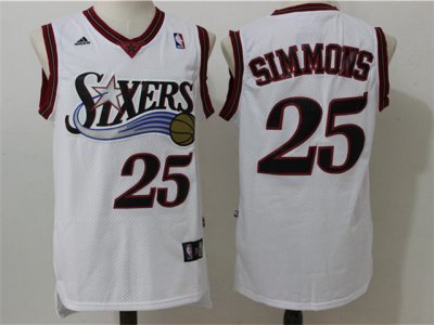 Philadelphia 76ers #25 Ben Simmons White Throwback Swingman Jersey
