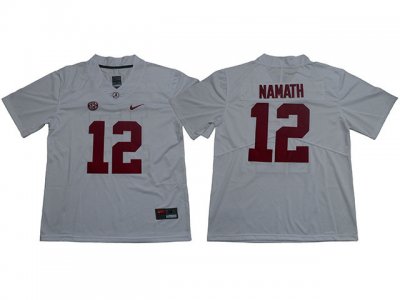 NCAA Alabama Crimson Tide #12 Joe Namath White College Football Jersey