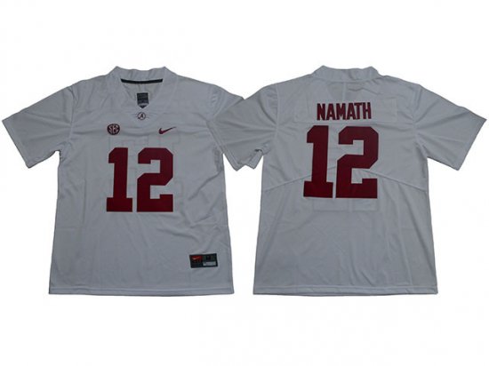 NCAA Alabama Crimson Tide #12 Joe Namath White College Football Jersey