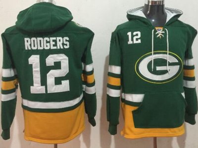 Green Bay Packers #12 Aaron Rodgers Green With Pocket Hoodie Jersey