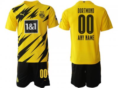 20/21 Borussia Dortmund Custom #00 Home Yellow Short Sleeve Soccer Jersey