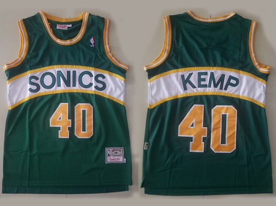 Seattle SuperSonics #40 Shawn Kemp Green Hardwood Classics Jersey