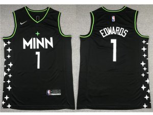 Minnesota Timberwolves #1 Anthony Edwards 2020-21 Black City Edition Swingman Jersey