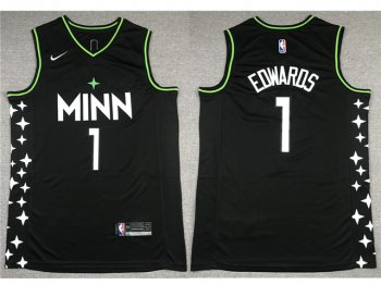Minnesota Timberwolves #1 Anthony Edwards 2020-21 Black City Edition Swingman Jersey
