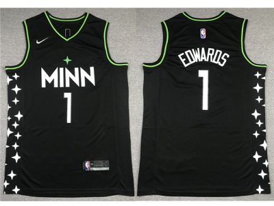 Minnesota Timberwolves #1 Anthony Edwards 2020-21 Black City Edition Swingman Jersey