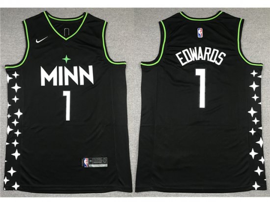 Minnesota Timberwolves #1 Anthony Edwards 2020-21 Black City Edition Swingman Jersey