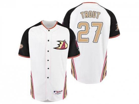 Los Angeles Angels #27 Mike Trout White Throwbacks Cool Base Jersey