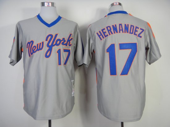New York Mets #17 Keith Hernandez 1987 Grey Throwback Jersey
