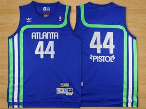 Atlanta Hawks #44 Pistol Pete Maravich Blue Hardwood Classics Jersey