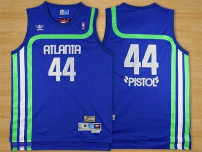 Atlanta Hawks #44 Pistol Pete Maravich Blue Hardwood Classics Jersey