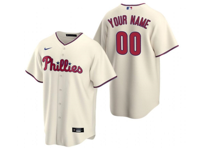 Philadelphia Phillies #00 Cream Alternate Cool Base Custom Jersey - Click Image to Close