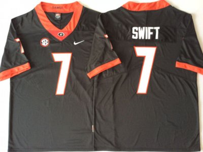 NCAA Georgia Bulldogs #7 D'Andre Swift Black College Football Jersey