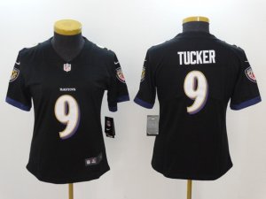 Women's Baltimore Ravens #9 Justin Tucker Black Vapor Limited Jersey