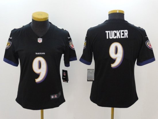 Women's Baltimore Ravens #9 Justin Tucker Black Vapor Limited Jersey