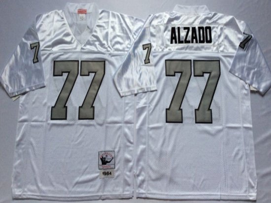Los Angeles Raiders #77 Lyle Alzado Throwback White/Silver Jersey