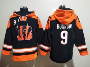 Cincinnati Bengals #9 Joe Burrow Black Pocket Pullover Hoodie Jersey