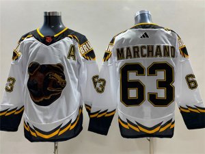 Boston Bruins #63 Brad Marchand White 2022/23 Reverse Retro Jersey