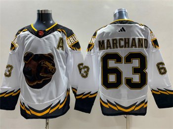 Boston Bruins #63 Brad Marchand White 2022/23 Reverse Retro Jersey