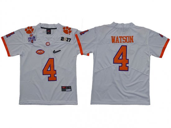 Youth NCAA Clemson Tigers #4 Deshaun Watson White College Football Jersey