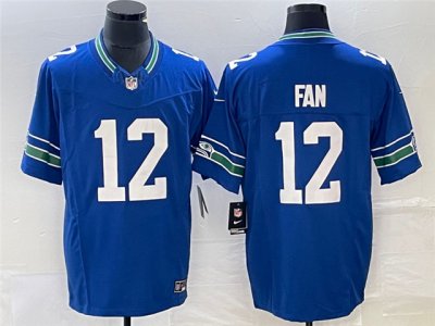 Seattle Seahawks #12 Fan Royal Throwback Vapor F.U.S.E. Limited Jersey