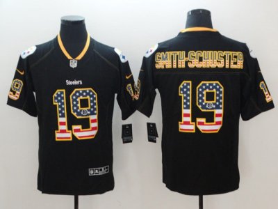 Pittsburgh Steelers #19 JuJu Smith-Schuster Black USA Flag Fashion Limited Jersey