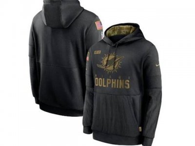 Mens Women Youth Nfl Miami Dolphins Black 2020 Salute Pocket Pullover Hoodie