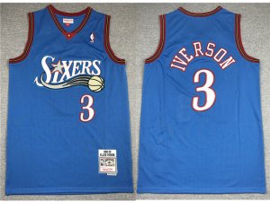 Philadelphia 76ers #3 Allen Iverson 1999-00 Light Blue Hardwood Classics Jersey
