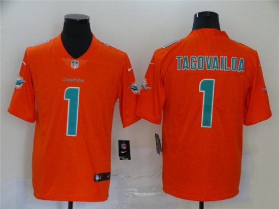 Miami Dolphins #1 Tua Tagovailoa Orange Inverted Limited Jersey