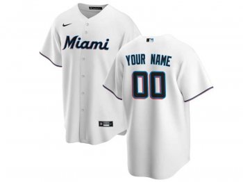 Miami Marlins Custom #00 Home White Cool Base Jersey
