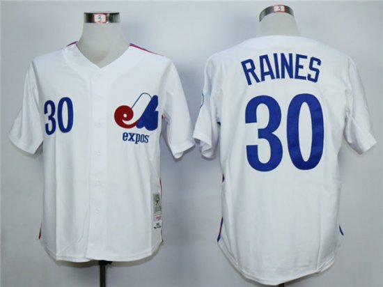 Montreal Expos #30 Tim Raines White Throwback Jersey