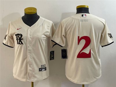 Womens Texas Rangers #2 Marcus Semien Cream 2023 City Connect Jersey