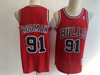 Chicago Bulls #91 Dennis Rodman Red Hardwood Classics Jersey