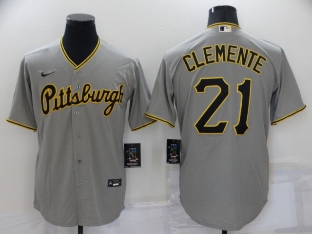 Pittsburgh Pirates #21 Roberto Clemente Gray Cool Base Jersey - Click Image to Close