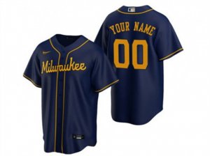 Milwaukee Brewers Custom #00 Navy Cool Base Jersey