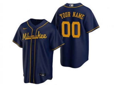 Milwaukee Brewers Custom #00 Navy Cool Base Jersey