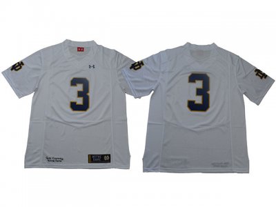 NCAA Notre Dame Fighting Irish #3 White College Football Jersey
