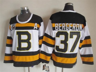 Boston Bruins #37 Patrice Bergeron 1992 Vintage CCM 75th White Jersey