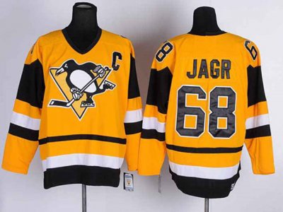 Pittsburgh Penguins #68 Jaromir Jagr 1980's Vintage CCM Gold Jersey