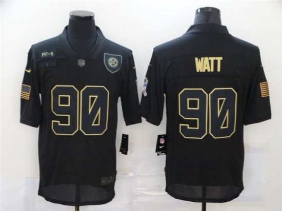 Pittsburgh Steelers #90 T.J. Watt 2020 Black Salute To Service Limited Jersey