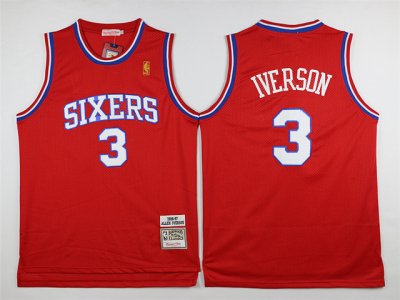 Philadelphia 76ers #3 Allen Iverson 1996-97 Throwback Red Jersey
